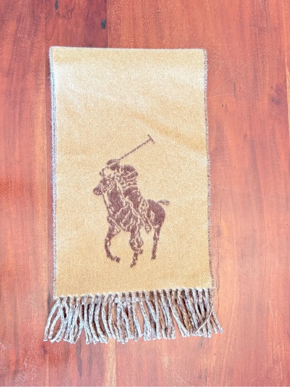 NWOT Polo Ralph Lauren Reversable Wool Polo Logo Scarf Equestrian Preppy Fall